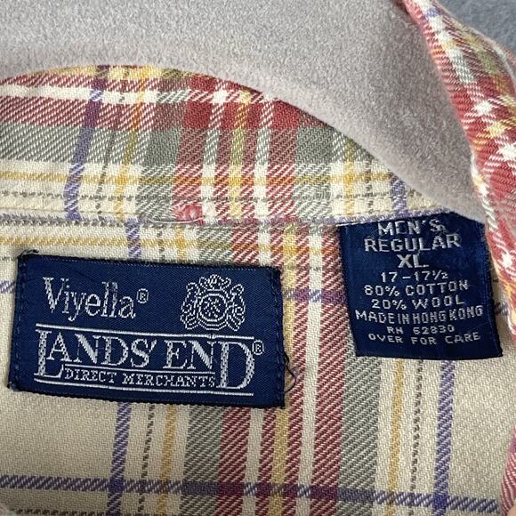 Lands End Viyella Wool Blend Shirt Mens XL Plaid Button Up Flannel Outdoor - Picture 4 of 13